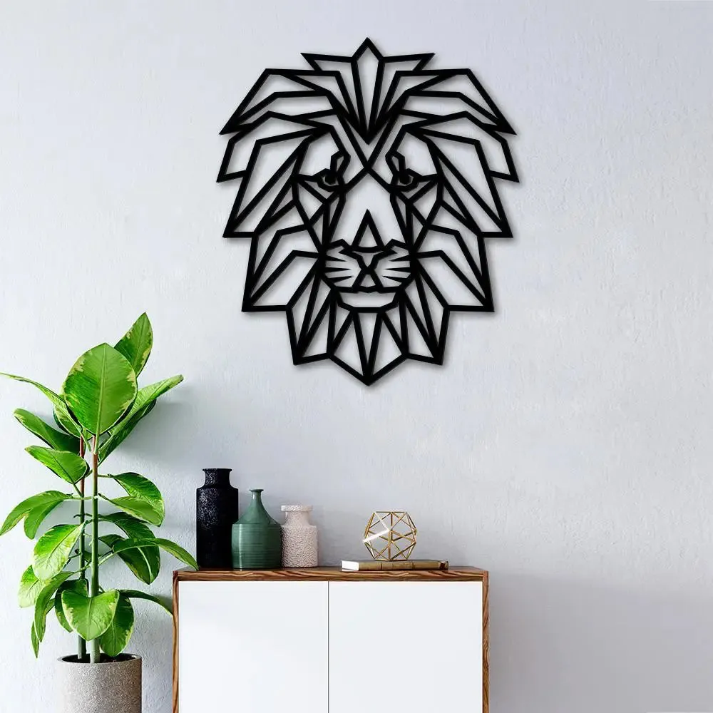 Beautiful Lion Face in Black color Design Wooden Wall Hanging Medium(18 inch X 15 inch)