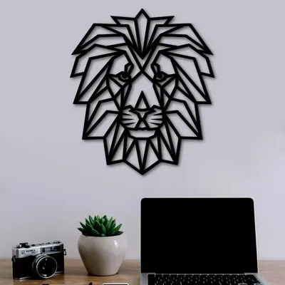 Beautiful Lion Face in Black color Design Wooden Wall Hanging