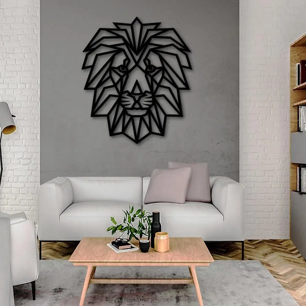 Beautiful Lion Face in Black color Design Wooden Wall Hanging Medium(18 inch X 15 inch)