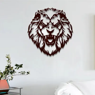 Beautiful Lion Head Design Wooden Wall Hanging, Living Room Wooden Wall Decoration