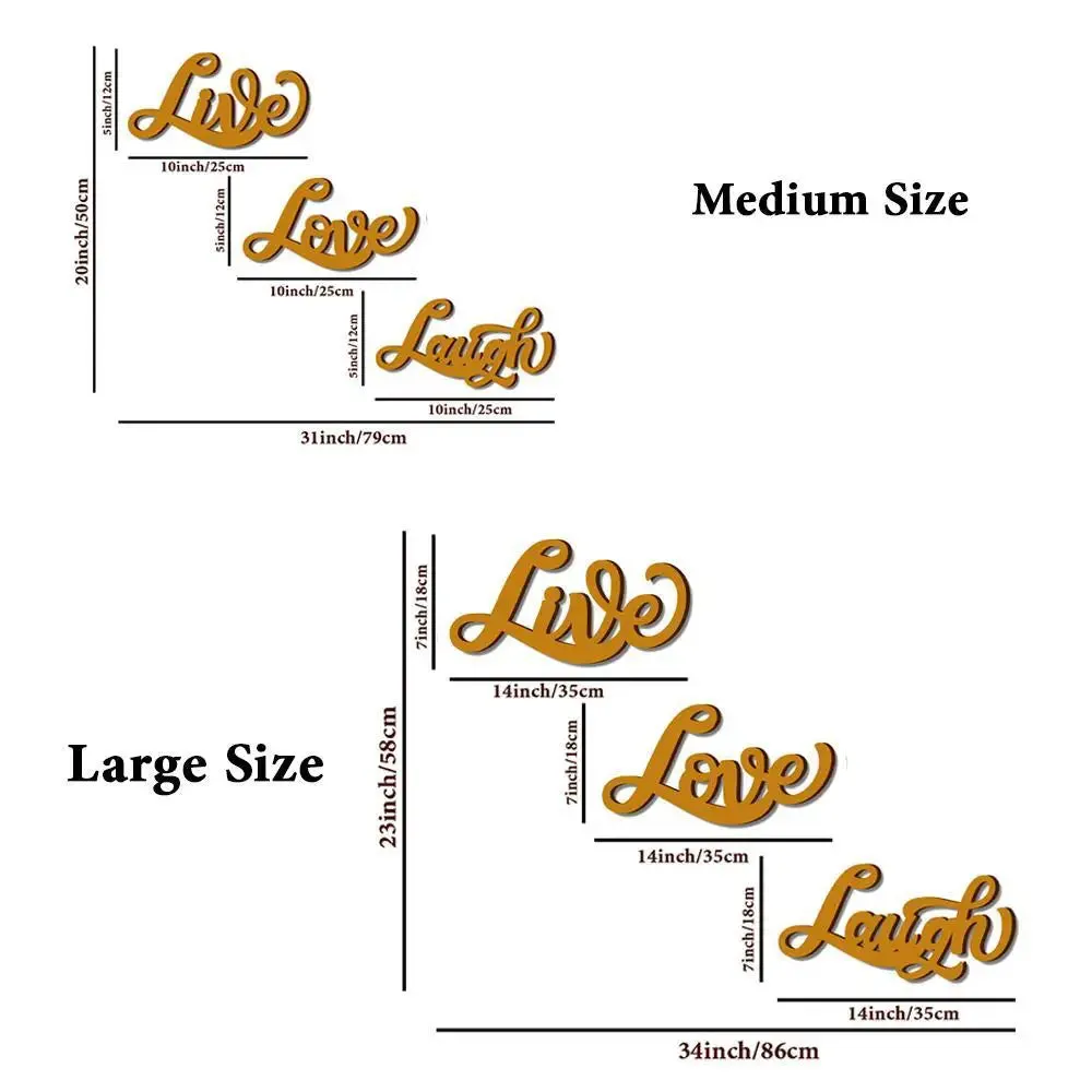 Beautiful Live, Love, Laugh,in Yellow Design Wooden Wall Hanging, Medium(20 inch X 31 inch)