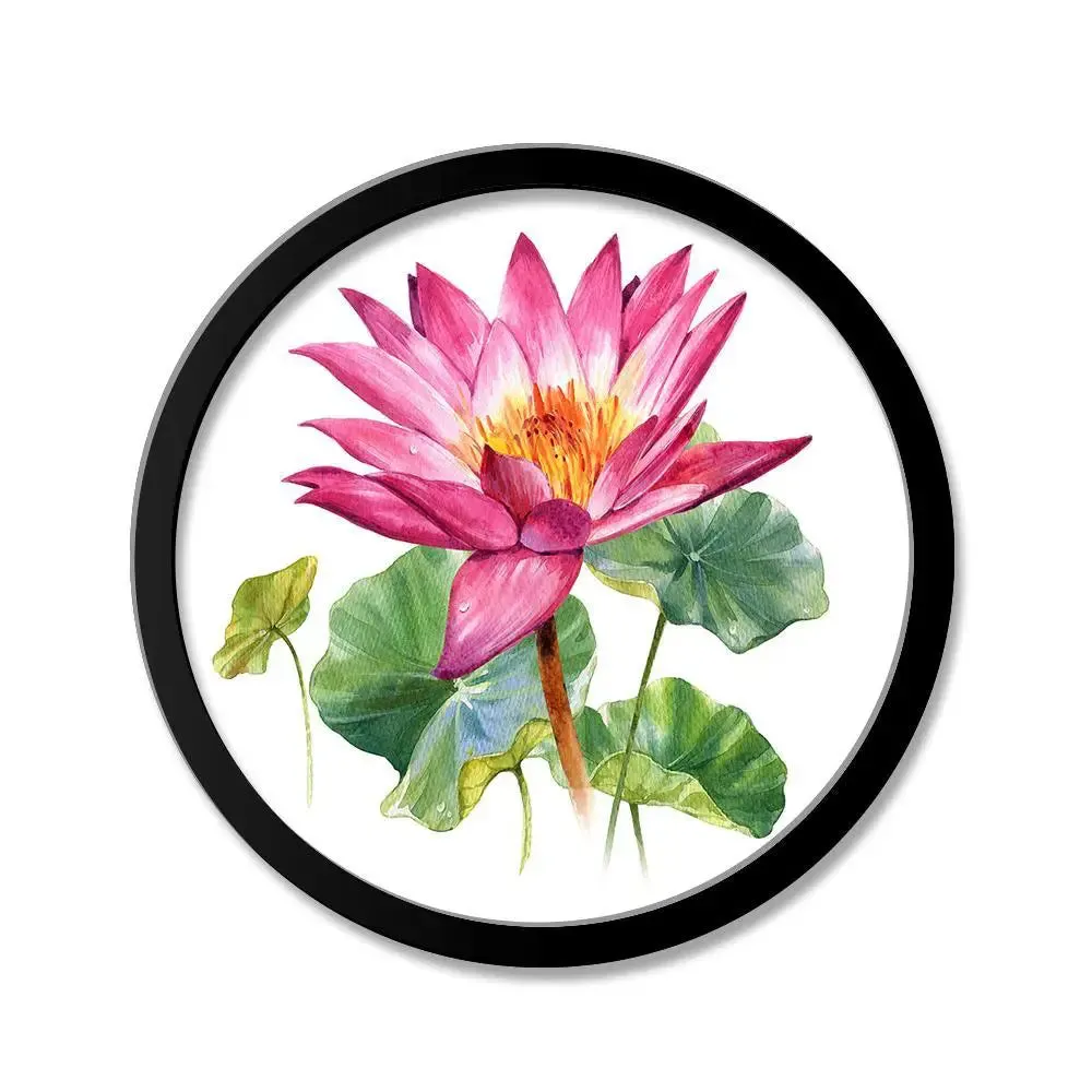 Beautiful Lotus Art Round Shape Canvas wall Painting