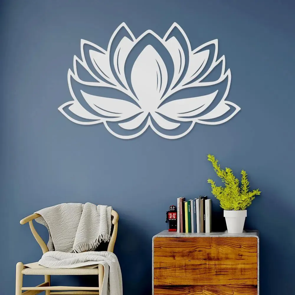 Beautiful Lotus Design Wooden Wall Hanging,  Living Room Wooden Wall Decoration Medium(18 inch X 11 inch)
