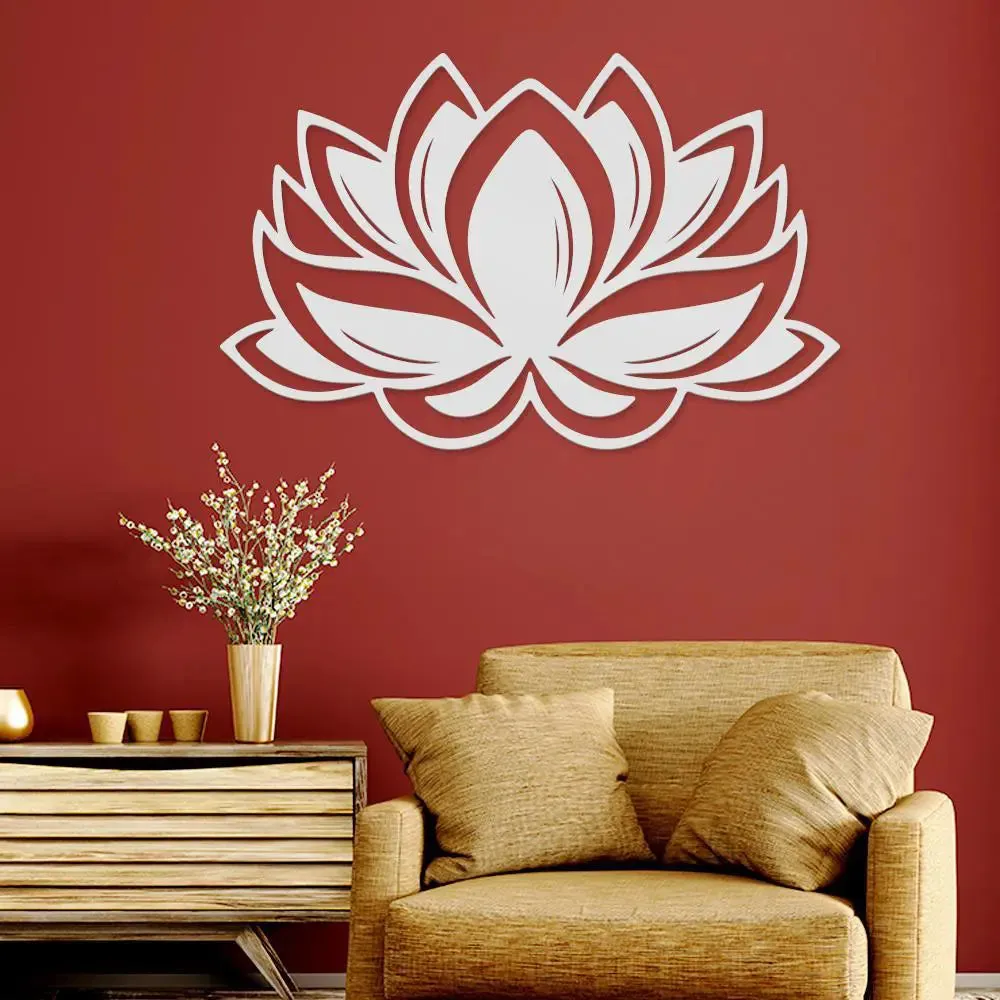 Beautiful Lotus Design Wooden Wall Hanging,  Living Room Wooden Wall Decoration Medium(18 inch X 11 inch)