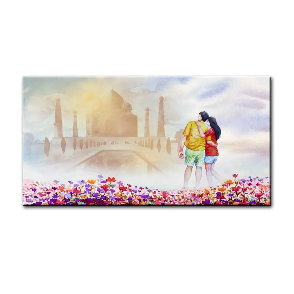 Beautiful Love Couple Scenery Canvas Printed Painting With Frame