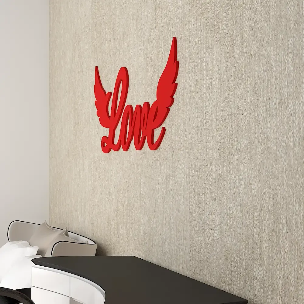 Beautiful Love Text Design Wooden Wall Hanging, Living Room Wooden Wall Decoration Medium(6 inch X 18 inch)