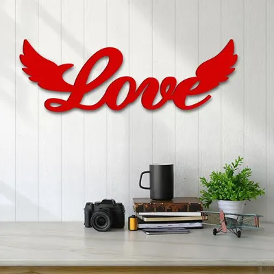 Beautiful Love Text Design Wooden Wall Hanging, Living Room Wooden Wall Decoration