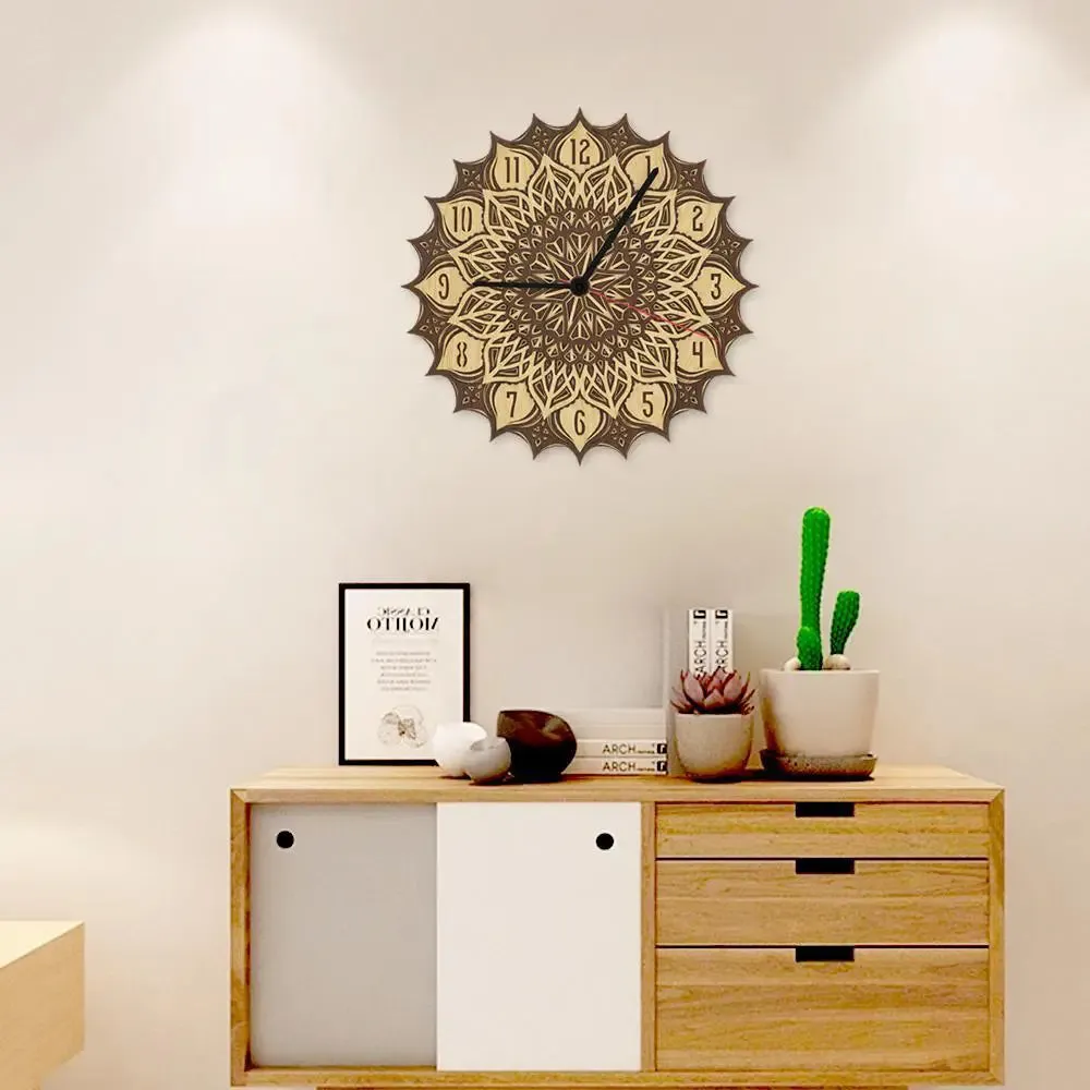 Beautiful Mandala Designer Multi Layer Wooden Wall Clock