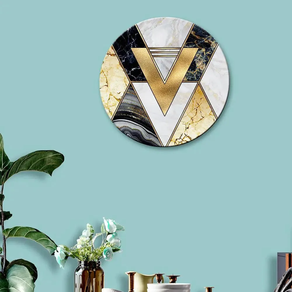 Beautiful Marble Texture Geometric Art Round Shape Canvas wall Painting