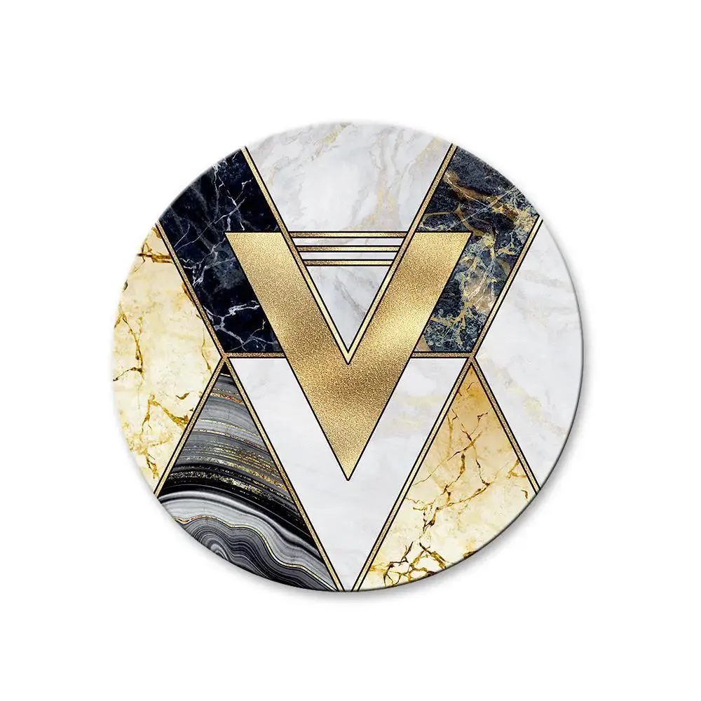 Beautiful Marble Texture Geometric Art Round Shape Canvas wall Painting