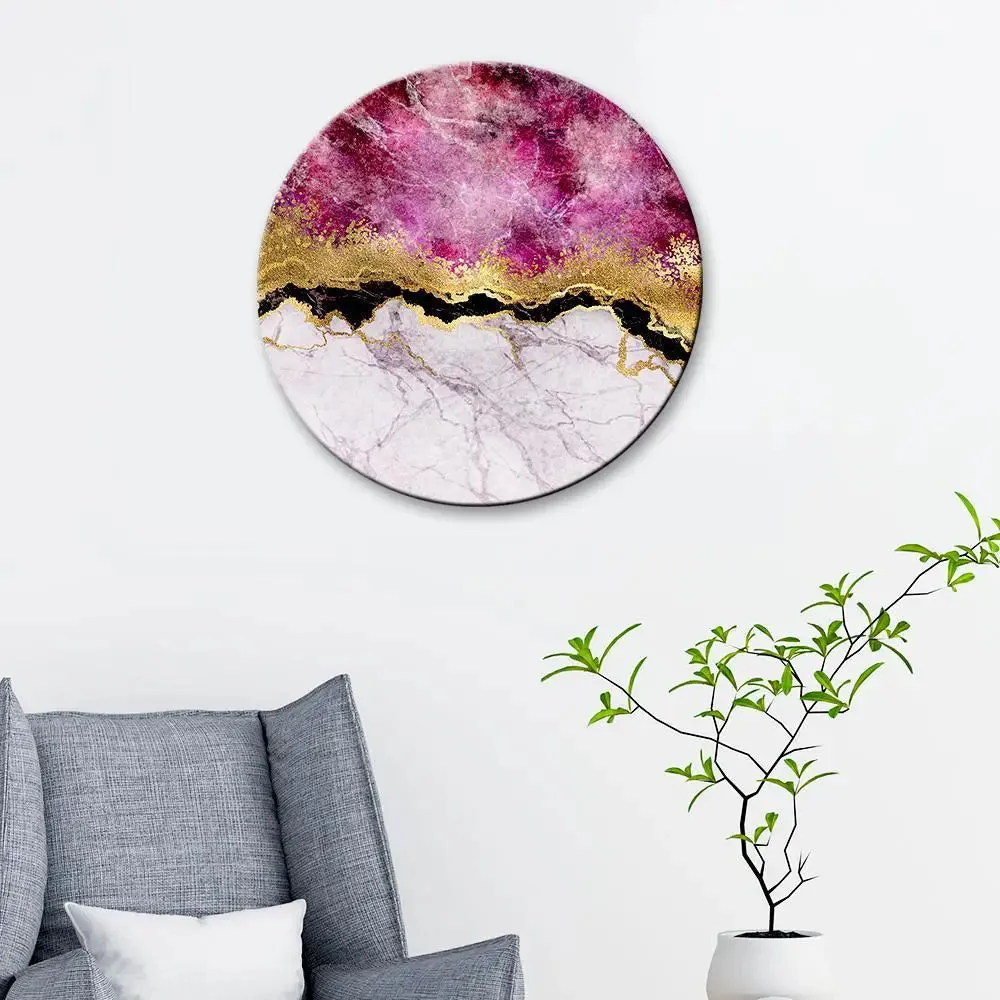Beautiful Marble Texture With Abstract Art Round Shape Canvas wall Painting