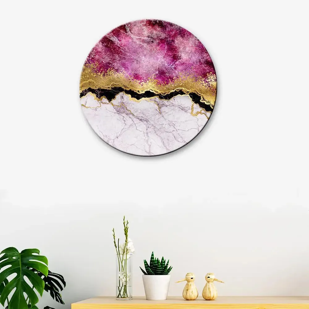 Beautiful Marble Texture With Abstract Art Round Shape Canvas wall Painting