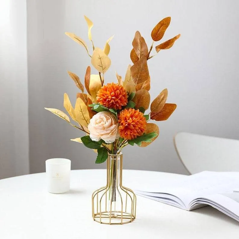 Beautiful Metal Wire Glass Tube Vase Set of 1