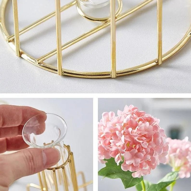 Beautiful Metal Wire Glass Tube Vase Set of 1