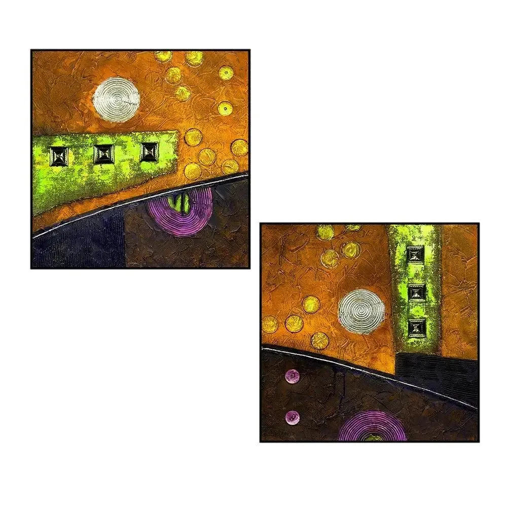 Beautiful Modern Art Canvas Painting With Black Floating Frame Size: 30 cm (H) X 30 cm (W) Set of 2