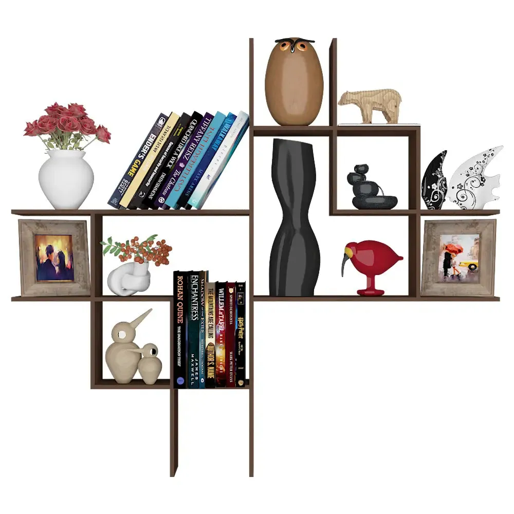 Beautiful Modern Design Wood Wall Shelf / Book Shelf, Walnut Finish