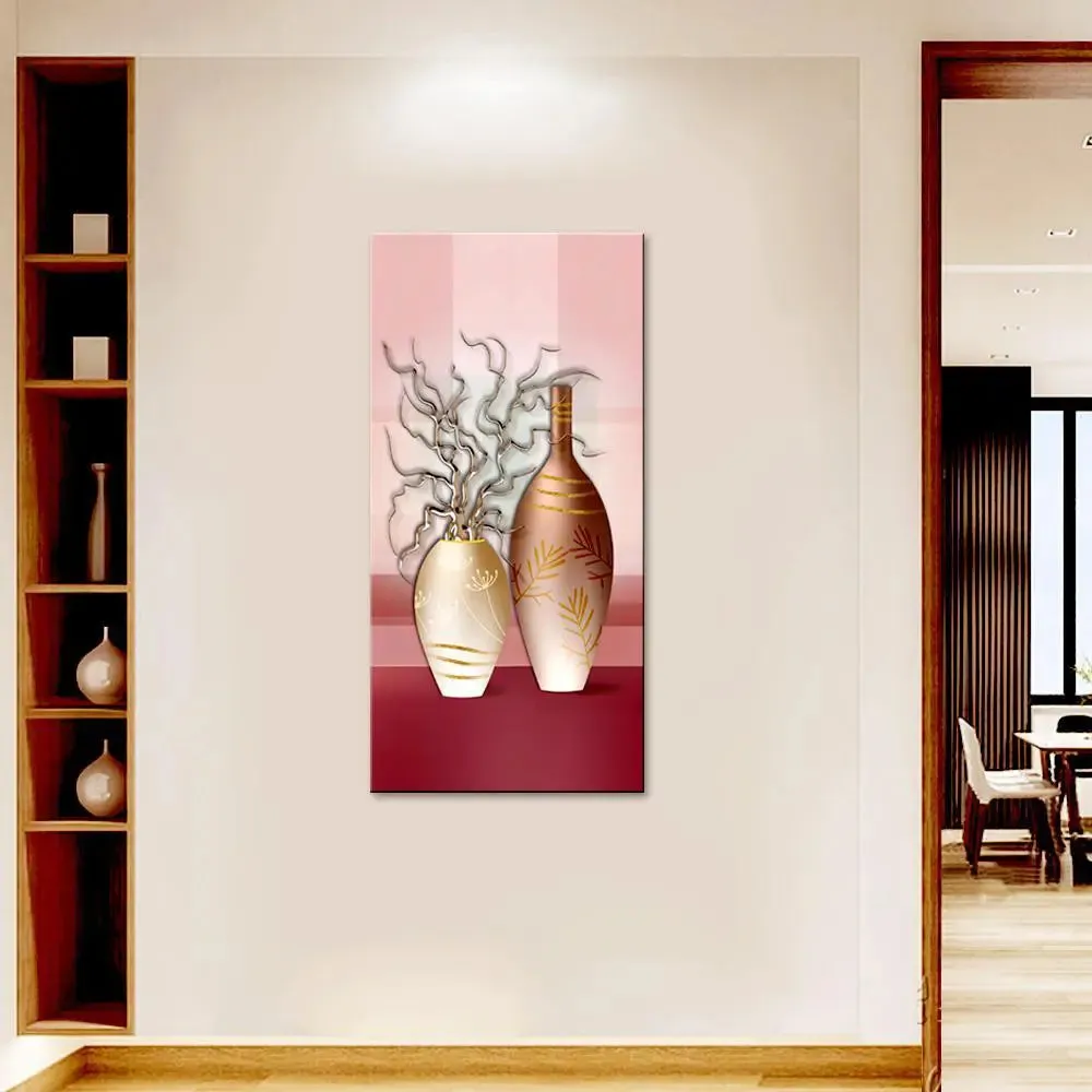 Beautiful Modern Flower Vase Canvas Printed Wall Painting With Frame
