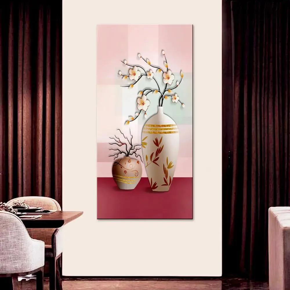 Beautiful Modern Flower Vase Canvas Printed Wall Painting With Frame