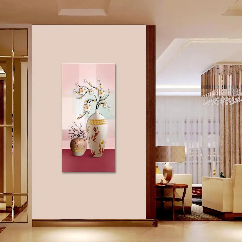 Beautiful Modern Flower Vase Canvas Printed Wall Painting With Frame