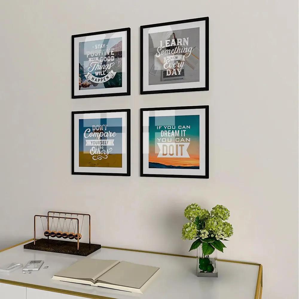 Beautiful Motivational thoughts Set of 4 frames with Break Resistant Clear Acrylic Glass &amp; High Definition Print