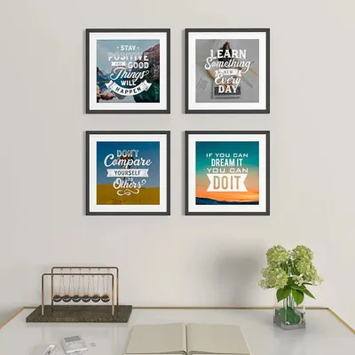 Beautiful Motivational thoughts Set of 4 frames with Break Resistant Clear Acrylic Glass &amp; High Definition Print