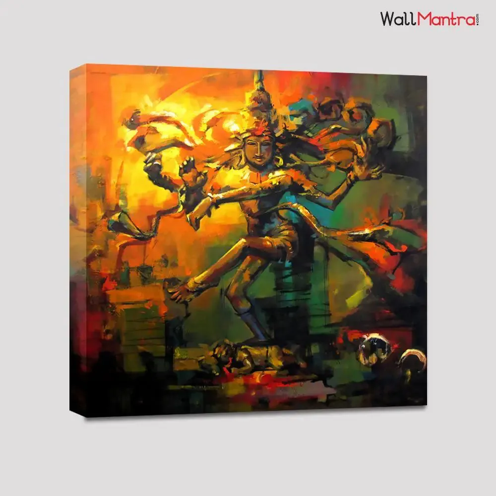 Beautiful Nataraja Shiva Art Canvas Printed Painting 1 Pieces Wall Painting with Wooden Framed