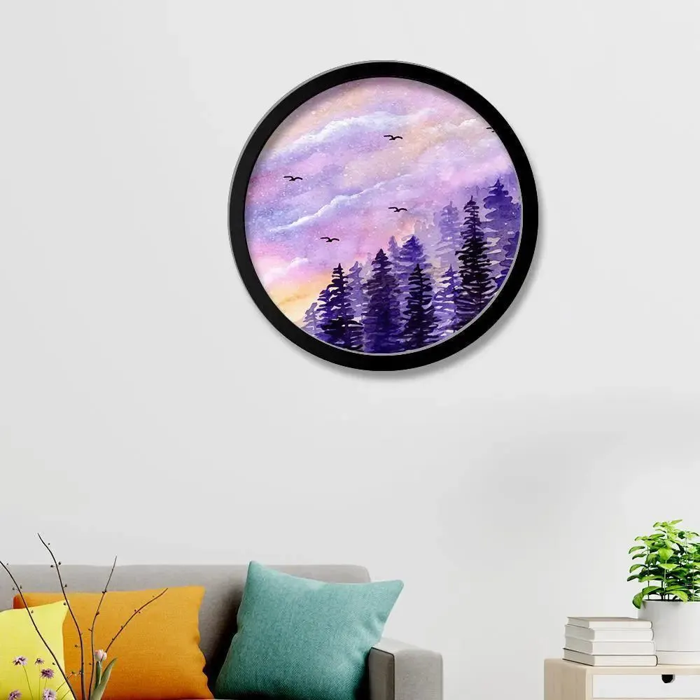Beautiful Nature Art Scenery With Round Shape Canvas wall Painting