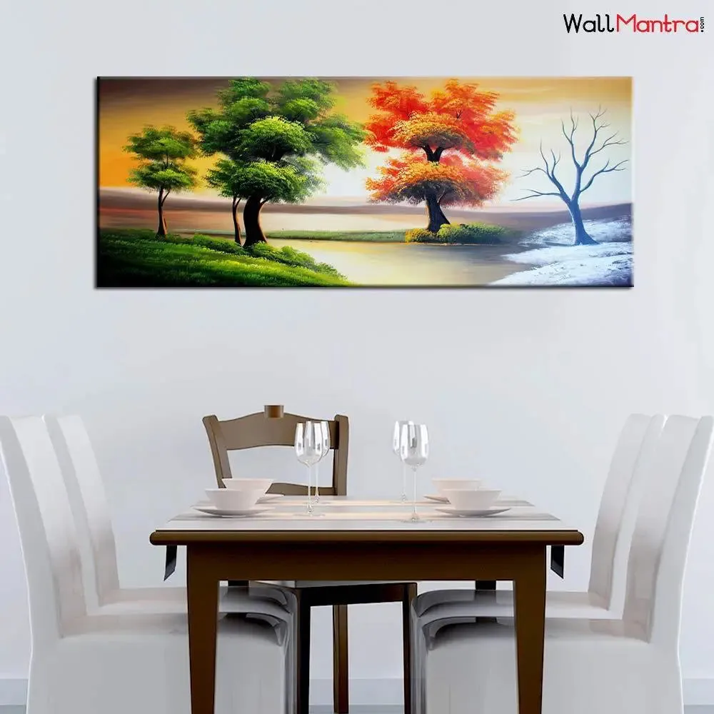 Beautiful Nature Scenery Canvas  Wall Painting Big Panoramic With Frame