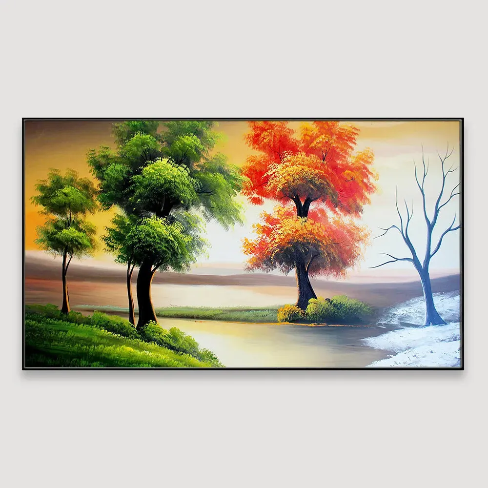 Beautiful Nature Scenery Canvas  Wall Painting Big Panoramic With Frame