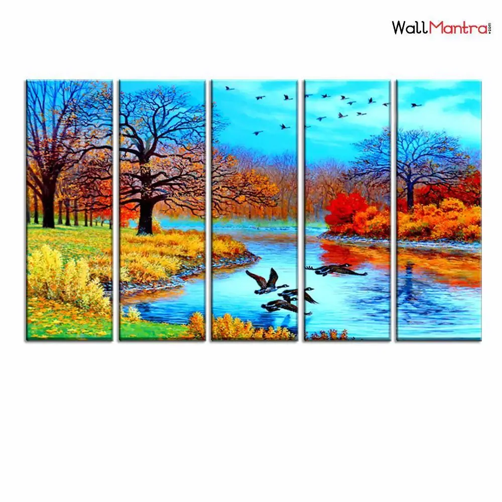 Beautiful Nature Scenery Landscape Canvas Wall Painting On Multiple Wooden Frames