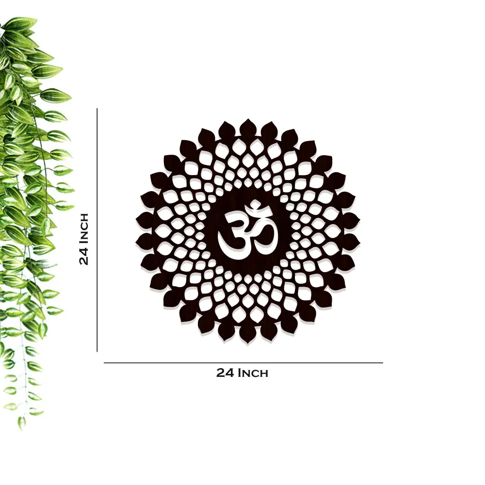 Beautiful OM Mandala Backlit with LED Wooden Wall Hanging Brown
