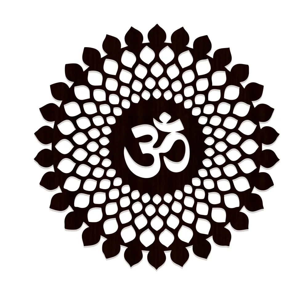 Beautiful OM Mandala Backlit with LED Wooden Wall Hanging Brown