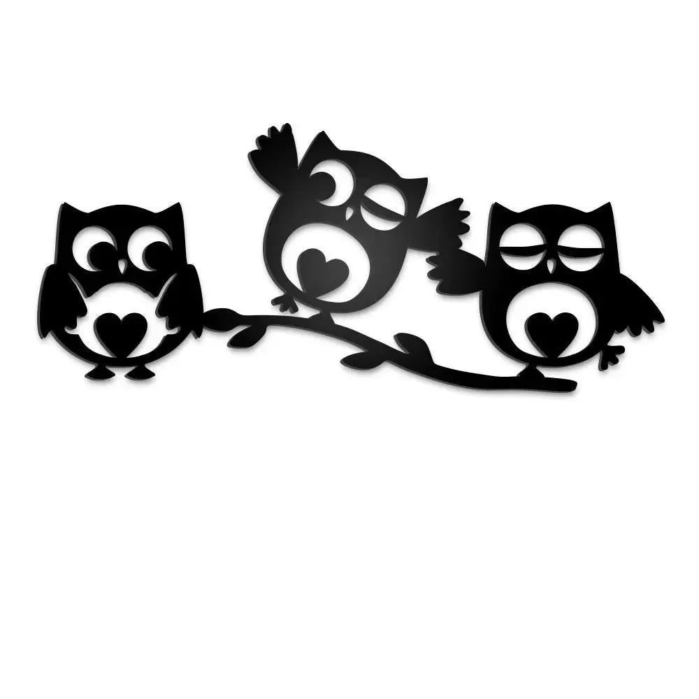 Beautiful Owls in Black color Design Wooden Wall Hanging Medium(10 inch X 24 inch)