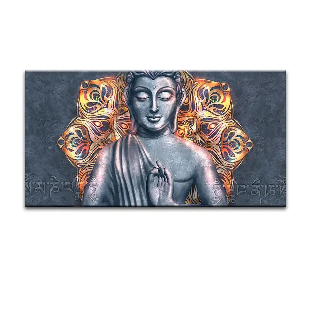 Beautiful Peaceful Buddha Canvas Wall Painting With Frame