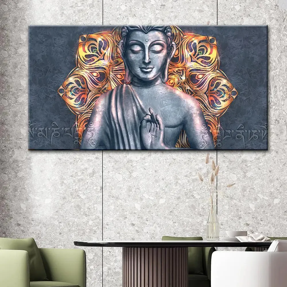 Beautiful Peaceful Buddha Canvas Wall Painting With Frame