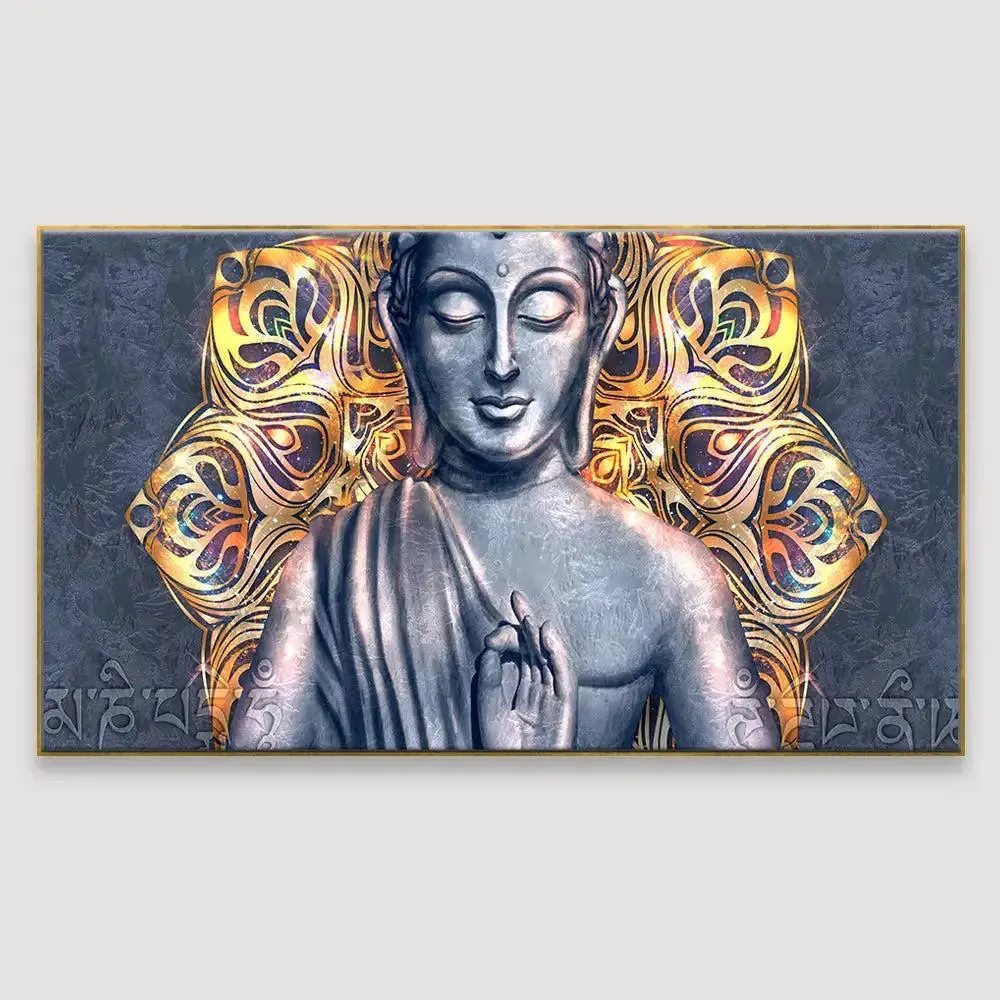 Beautiful Peaceful Buddha Canvas Wall Painting With Frame