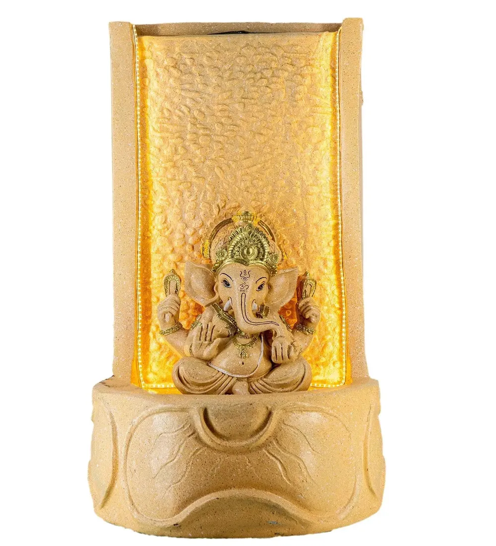 Beautiful Peach Lord Ganesha Vertical Indoor Water Fountain