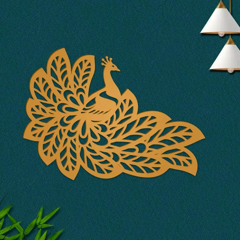 Beautiful Peacock Design Wooden Wall Hanging, Living Room Wooden Wall Decoration Medium(14 inch X 18 inch)