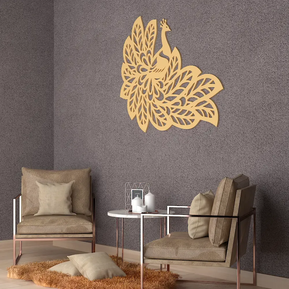 Beautiful Peacock Design Wooden Wall Hanging, Living Room Wooden Wall Decoration Medium(14 inch X 18 inch)