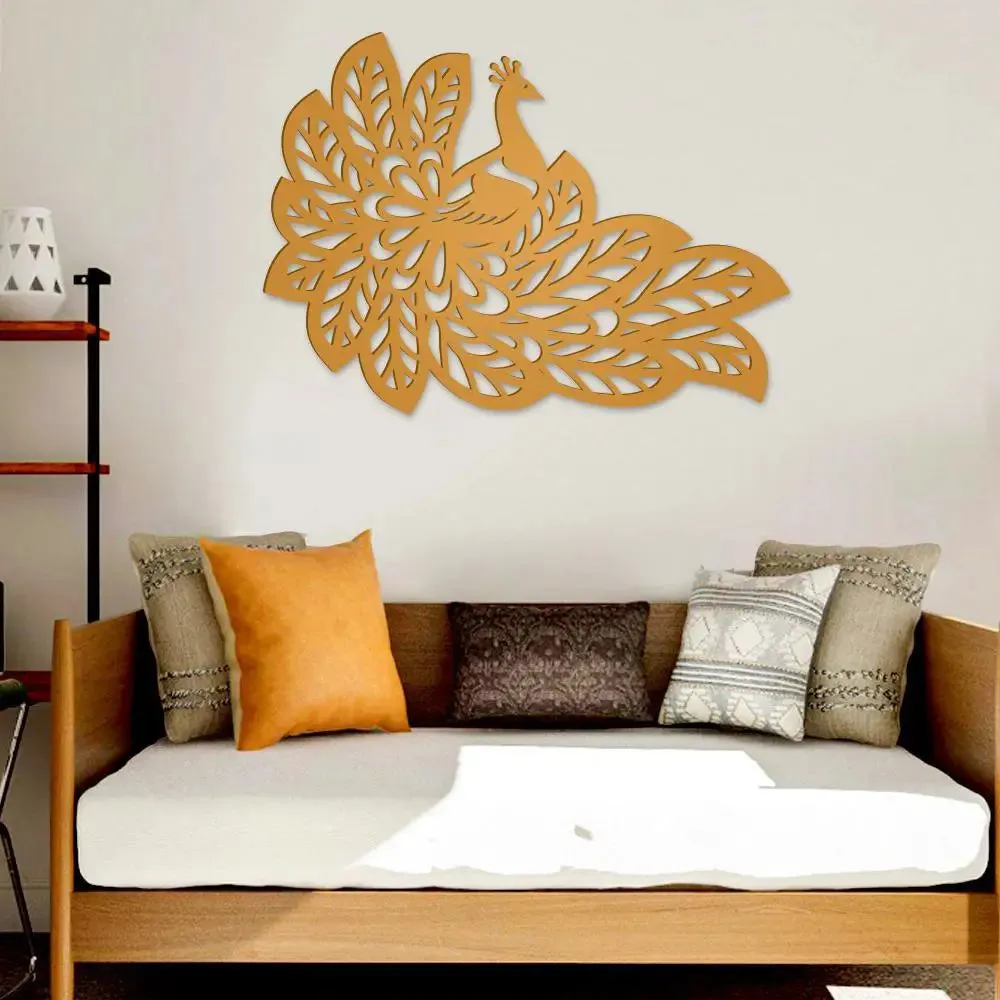 Beautiful Peacock Design Wooden Wall Hanging, Living Room Wooden Wall Decoration Medium(14 inch X 18 inch)