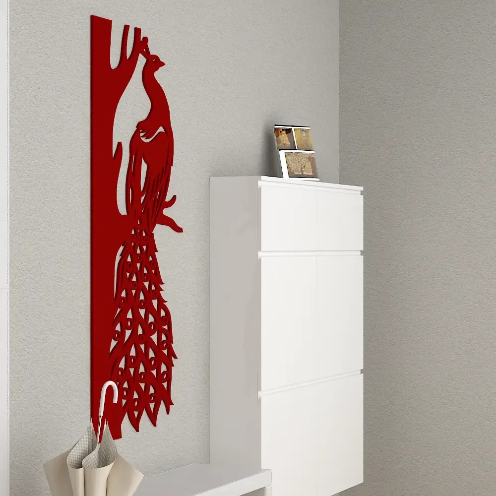 Beautiful Peacock in Brown color Design Wooden Wall Hanging Medium(24 inch X 10 inch)