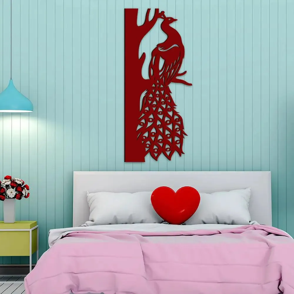 Beautiful Peacock in Brown color Design Wooden Wall Hanging Medium(24 inch X 10 inch)