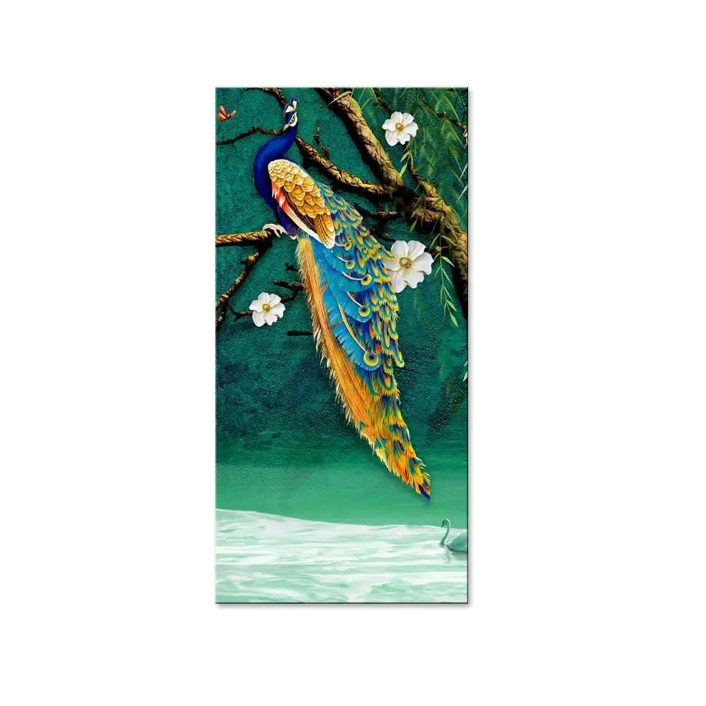 Beautiful Peacock Nature Scenery Canvas Printed Wall Painting With Frame