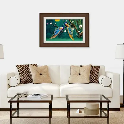 Beautiful Peacock Nature Scenery Framed Wall Painting