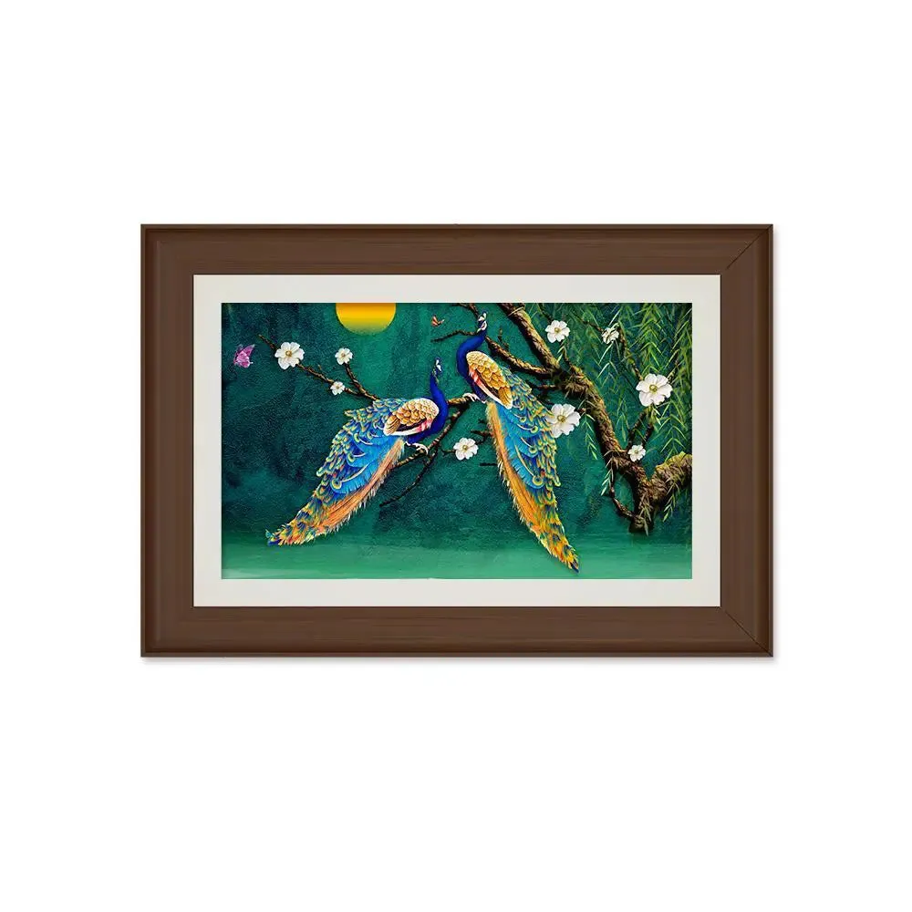 Beautiful Peacock Nature Scenery Framed Wall Painting