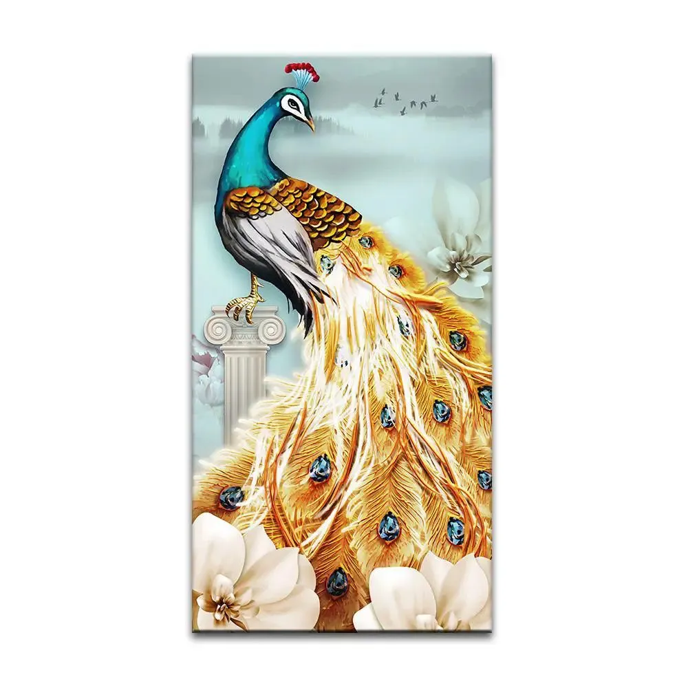 Beautiful Peacock Scenery Canvas Printed Painting With Frame