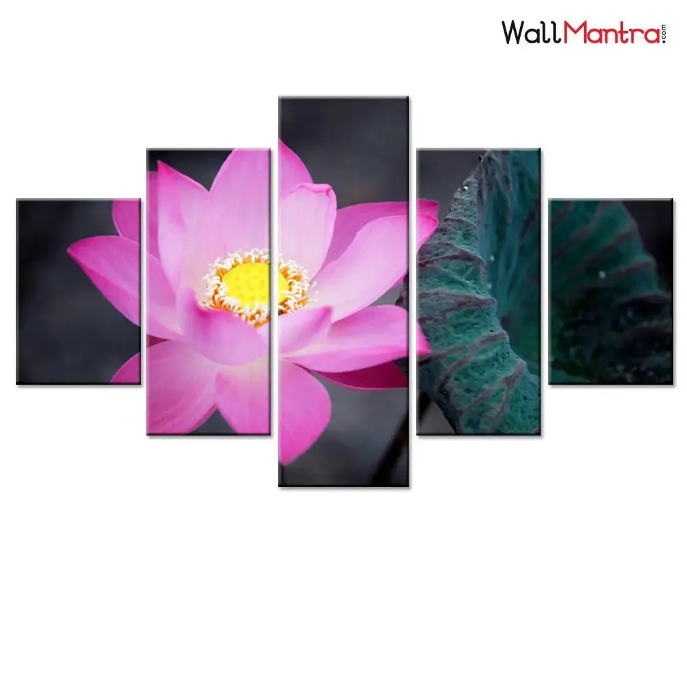 Beautiful Pink Lotus Flower Wall Painting On Canvas
