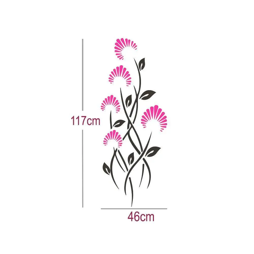 Beautiful Plant Wall Sticker Pink & Gray Color