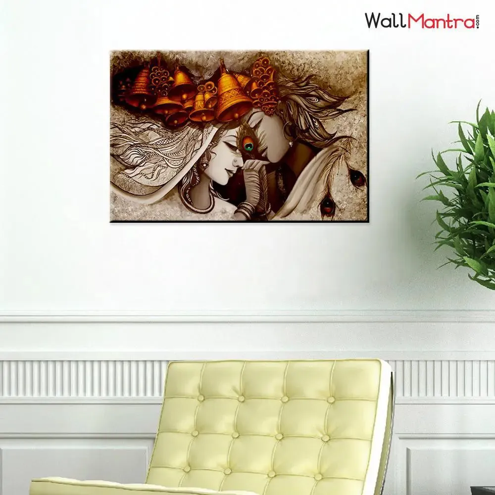 Beautiful Radha Krishna Single Piece Multicolour Canvas Print Wall Painting