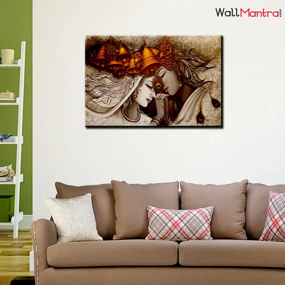 Beautiful Radha Krishna Single Piece Multicolour Canvas Print Wall Painting